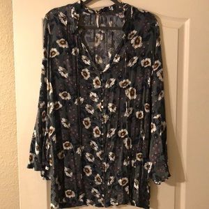 Free People green and white floral dress/tunic